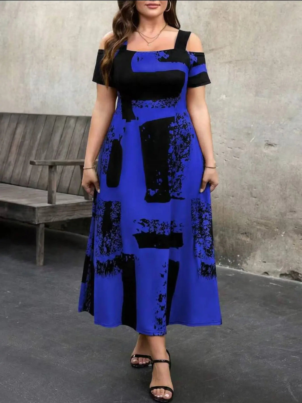 Plus Size Fashion Knitted Print Dress Tl124#, Stylish Casual Boho Chic Wear, Comfortable Fit, Perfect for Daily Wear, Trendy Women's Clothing