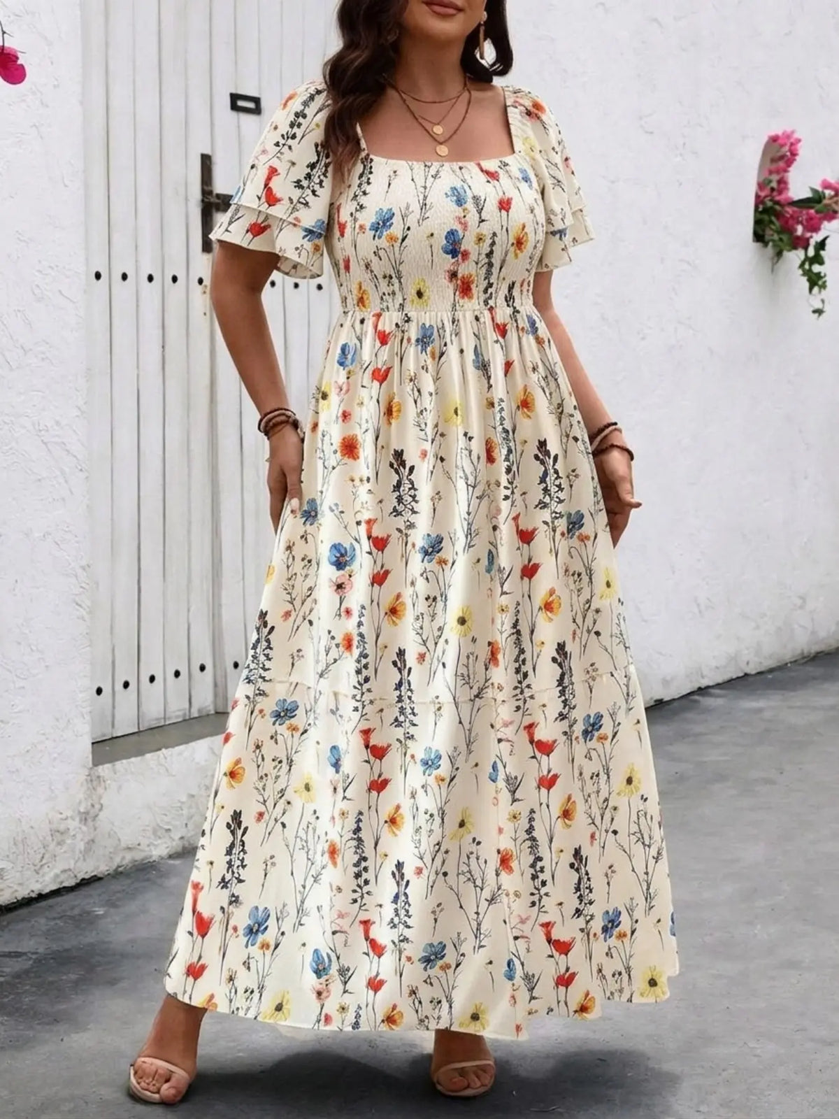 【Plus Size】 All Over Print Dress, Casual Boho Style, Boho Bohemian Casual Long Dress, Boho Maxi Dress for Daily Holiday Vacation Summer Wear, Women's Plus Clothes for All Seasons, Womenswear
