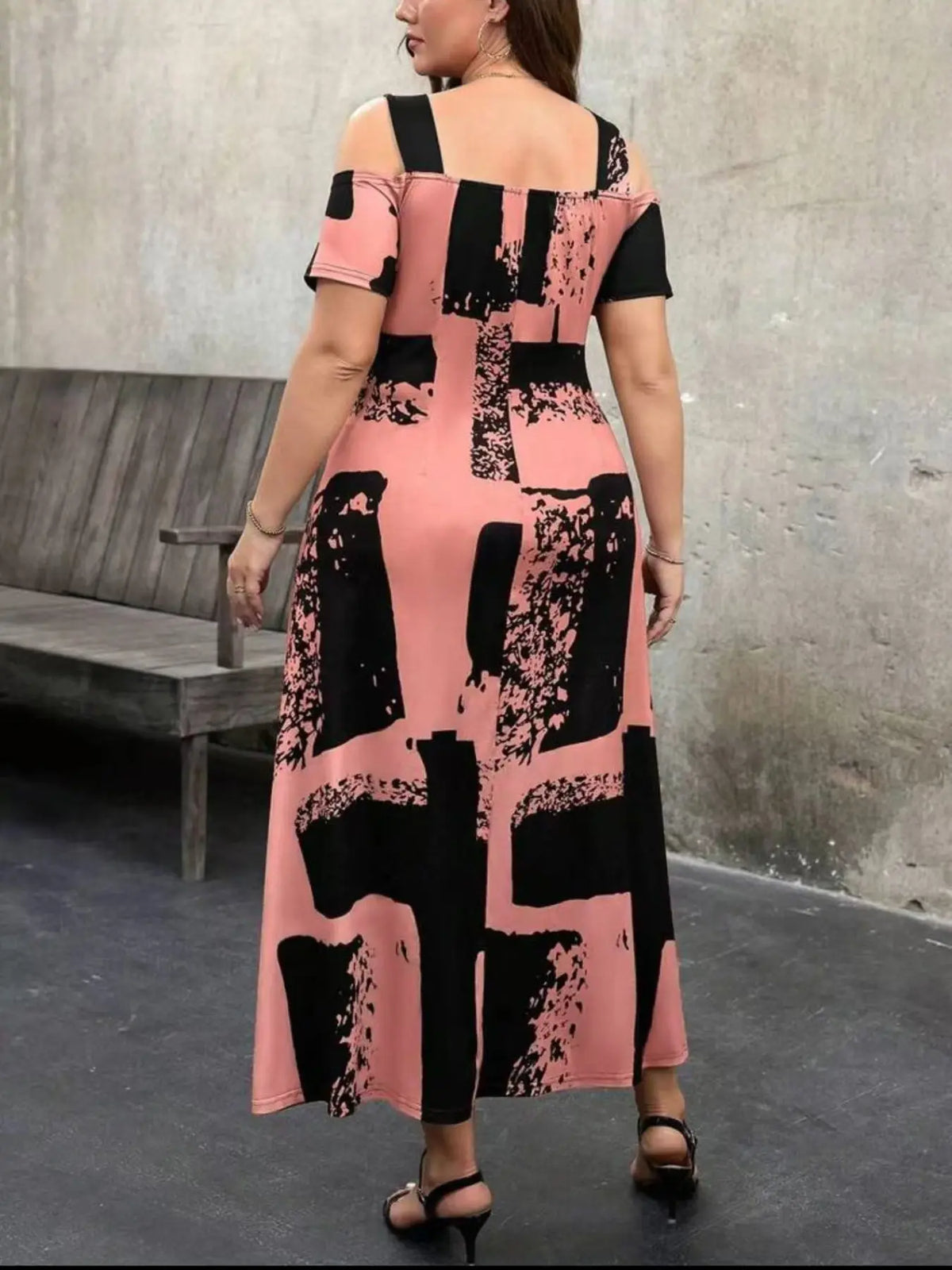 Plus Size Fashion Knitted Print Dress Tl124#, Stylish Casual Boho Chic Wear, Comfortable Fit, Perfect for Daily Wear, Trendy Women's Clothing