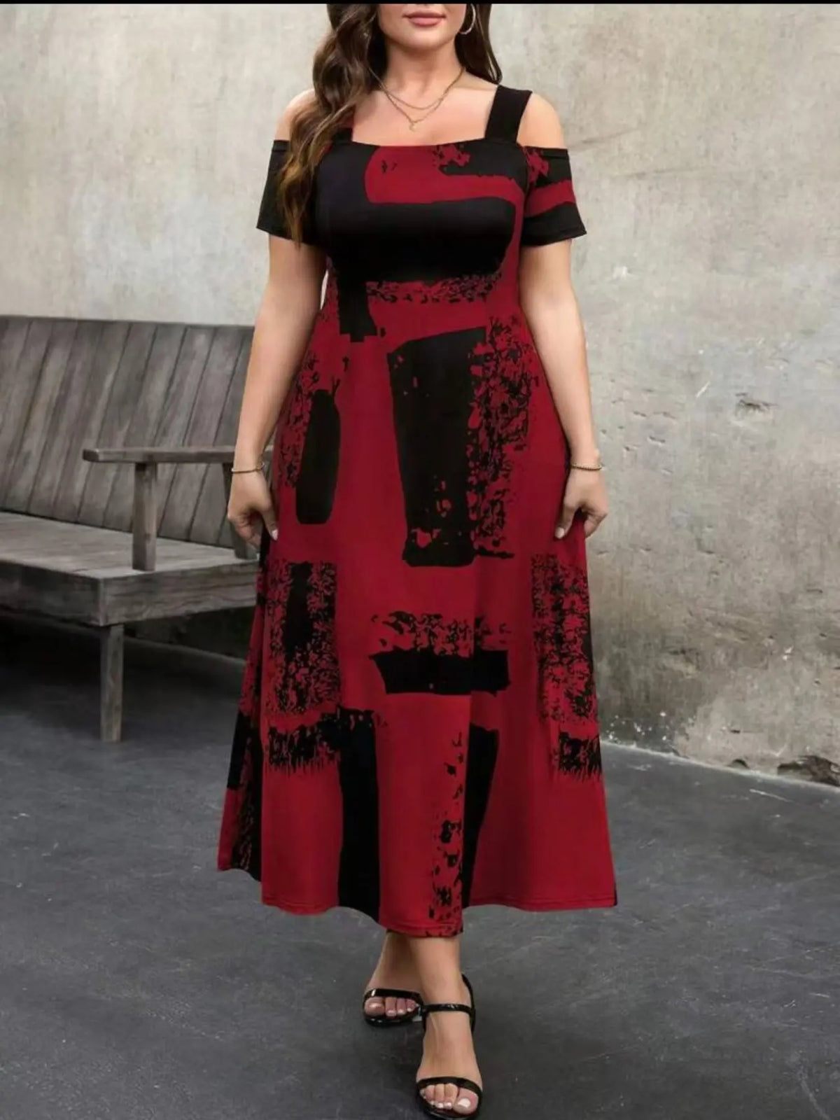 Plus Size Fashion Knitted Print Dress Tl124#, Stylish Casual Boho Chic Wear, Comfortable Fit, Perfect for Daily Wear, Trendy Women's Clothing