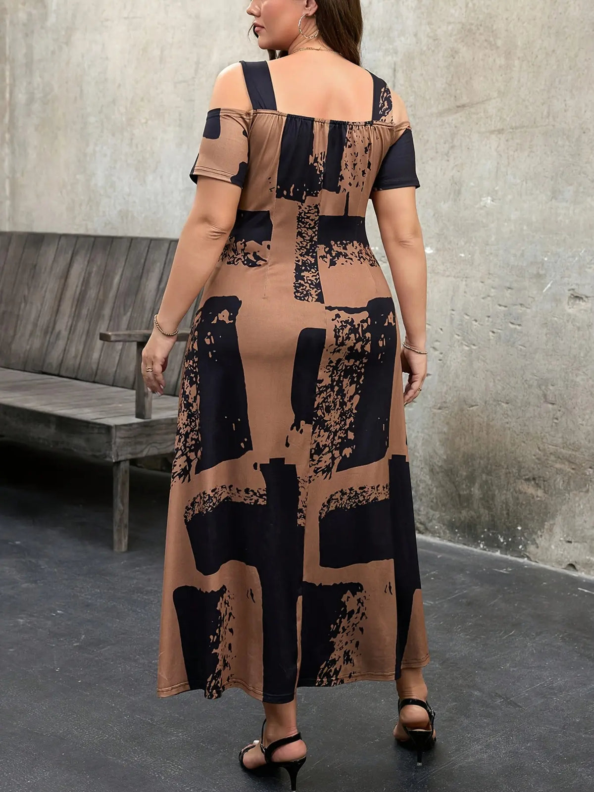 Plus Size Fashion Knitted Print Dress Tl124#, Stylish Casual Boho Chic Wear, Comfortable Fit, Perfect for Daily Wear, Trendy Women's Clothing