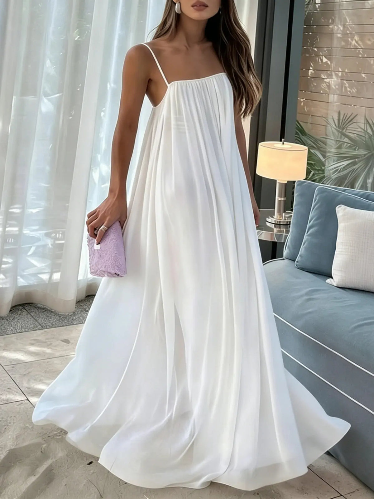 KAYWIDE Basic Simple Loose Moonlight Adjustable Buckle Sleeveless Long Dress, Comfortable and Stylish Summer Casual Fashion Dress