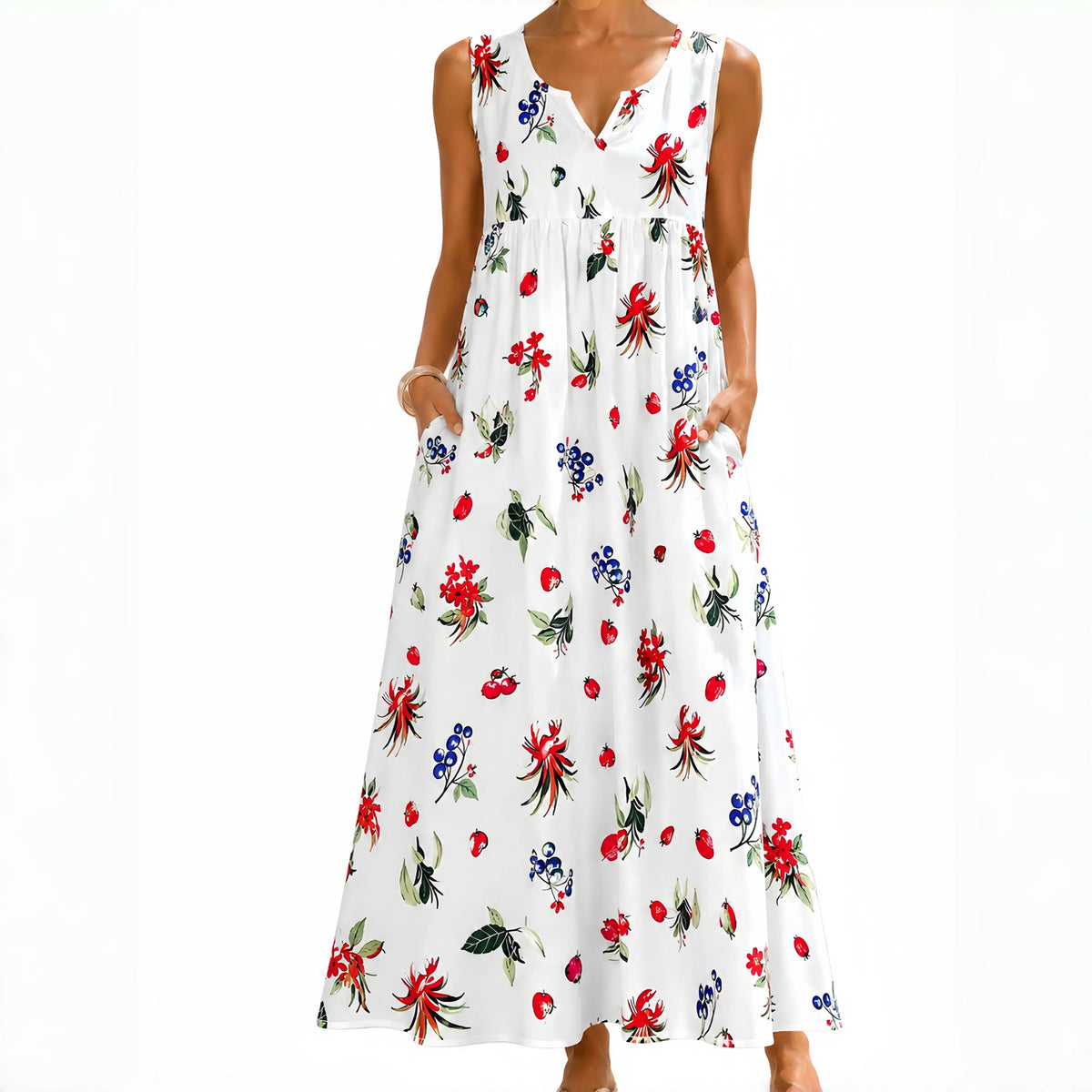 GLAMONIQUE Women's Brown Polka Dot H-Type Maxi Dress - Sleeveless V-Neck Spaghetti Strap, Lightweight Flowy, Side Slit, Adjustable Casual Wear for Outdoor, Vacation
