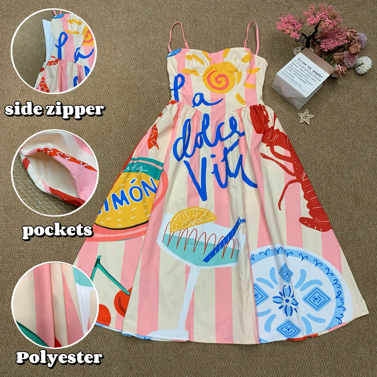 Women's Strapless Non-Stretch Polyester 2-Piece Coordinate Set - Sweet Pop Art Design, Princess Style, French Phrases, Top & Shorts, Spring Casual Beach Outfits