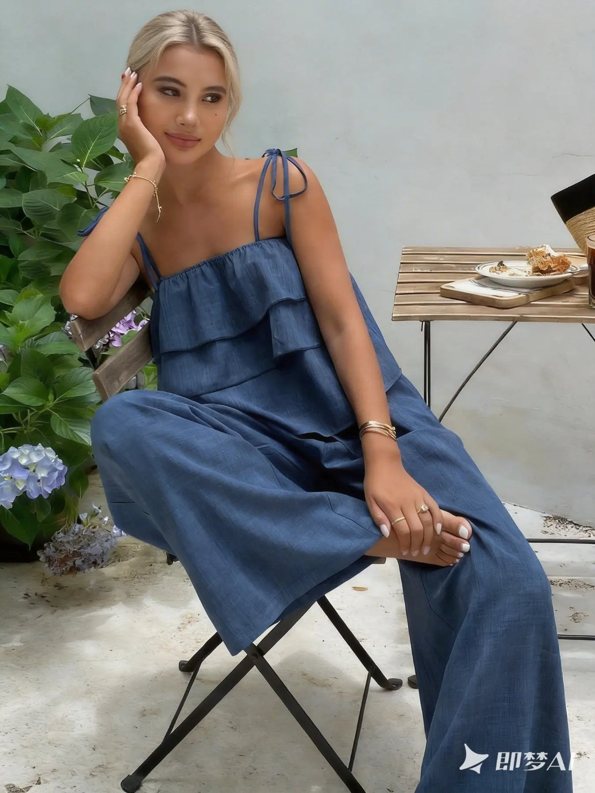 2-Piece Women's Sleeveless Ruffle Top & High Waist Casual Pants Set, High Waisted Sets, Coordinate, Clothes, Comfortable and Trendy Outfits, Stylish Summer Wear