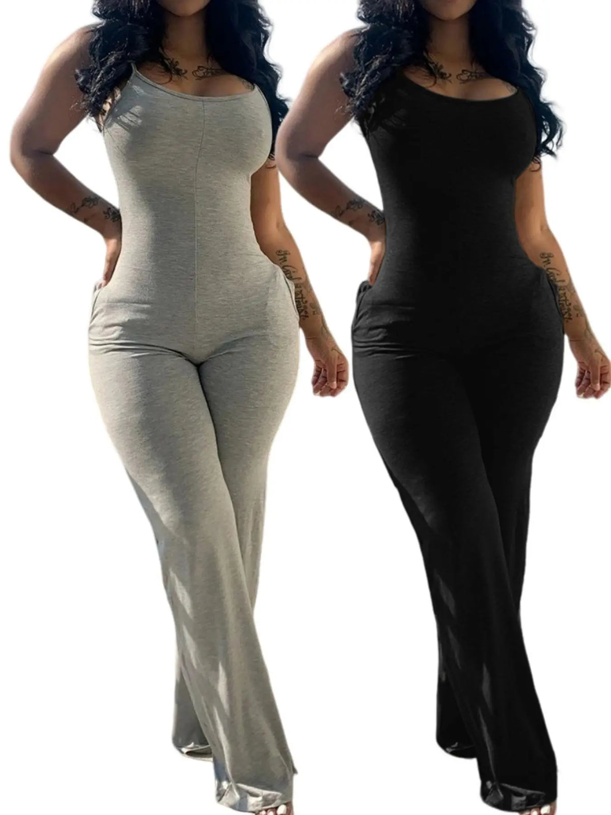 Fashion Sleeveless Jumpsuit for Women, Plain Color with Pockets, Casual Long/regular Length, Unlined and Lightweight Design, Fit, Casual Jumpsuit Overalls