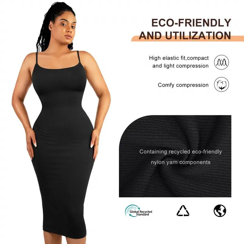 FeelinGirl Bodycon Dress for Women Built in Bra Ribbed Midi Dress Sleeveless Bodycon Maxi Dresses Casual 360° waist control  Summer Minimalist #SummerVibes