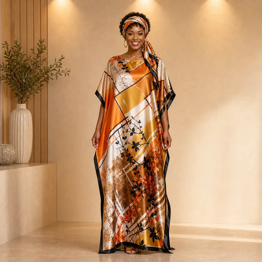 【MOOMOO】Women's Elegant Floral Print Polyester Moo Moo & Matching Scarf Set - Multicolor, Lightweight Boho Loose-Cut Cape Cover Up, Female Swimwear Accessory, 2-Scenario Use (Beach, Loungewear), All Seasons Casual, Fabric Style 03, Sohochic