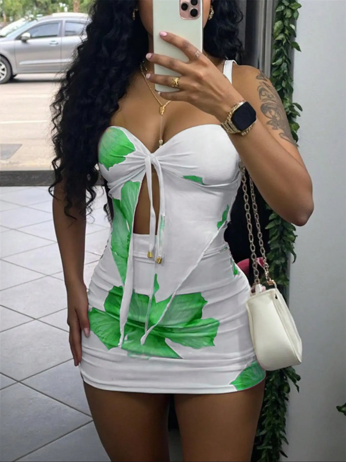 Women's Floral Print Knit Fabric Tube Top & Bodycon Skirt Two-piece Set Skirt Sets, Matching Sets, Two Pieces Sets, Fashion Casual Strapless Crop Short Top & Skirt for Daily Outdoor Wear, Ladies Clothes Womenswear for All Seasons