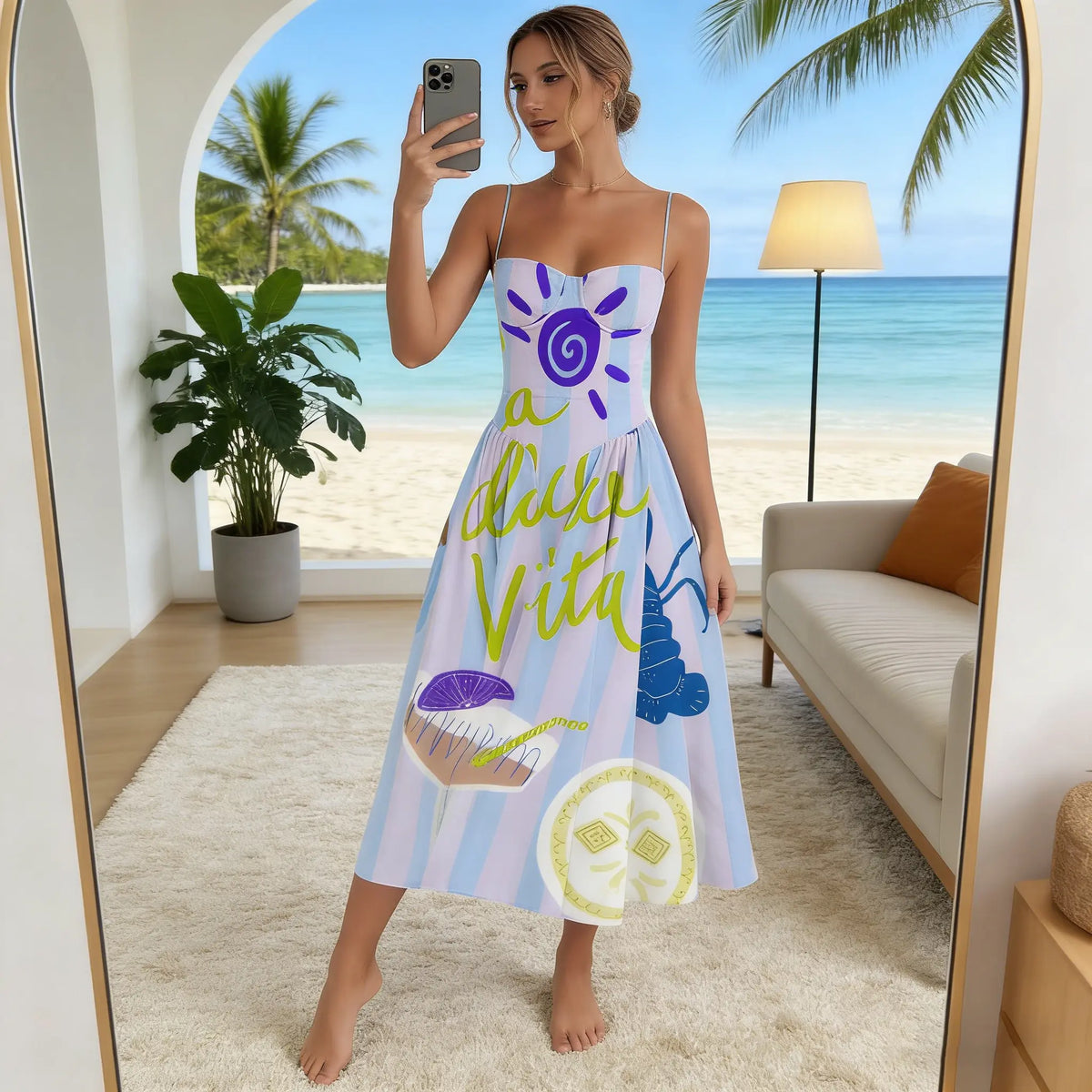Women's Strapless Non-Stretch Polyester 2-Piece Coordinate Set - Sweet Pop Art Design, Princess Style, French Phrases, Top & Shorts, Spring Casual Beach Outfits