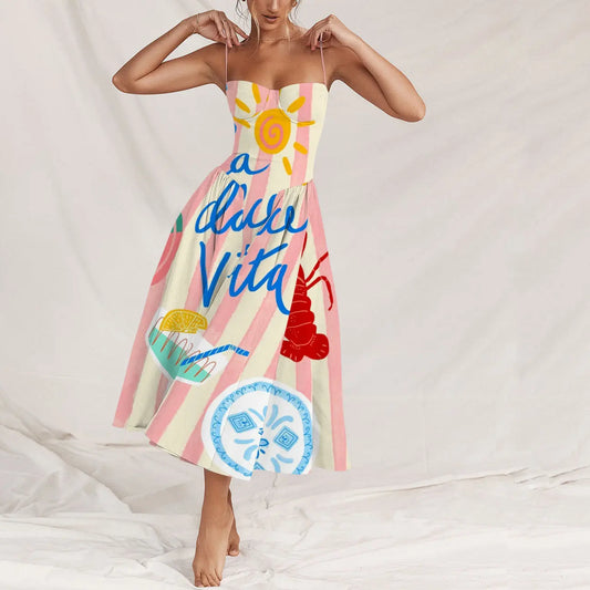 Women's Strapless Non-Stretch Polyester 2-Piece Coordinate Set - Sweet Pop Art Design, Princess Style, French Phrases, Top & Shorts, Spring Casual Beach Outfits
